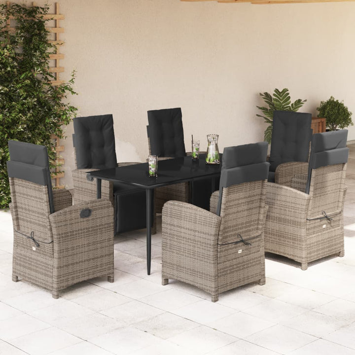 Set Mobilier Grădină Cu Perne, 9 Piese, Gri, Poliratan