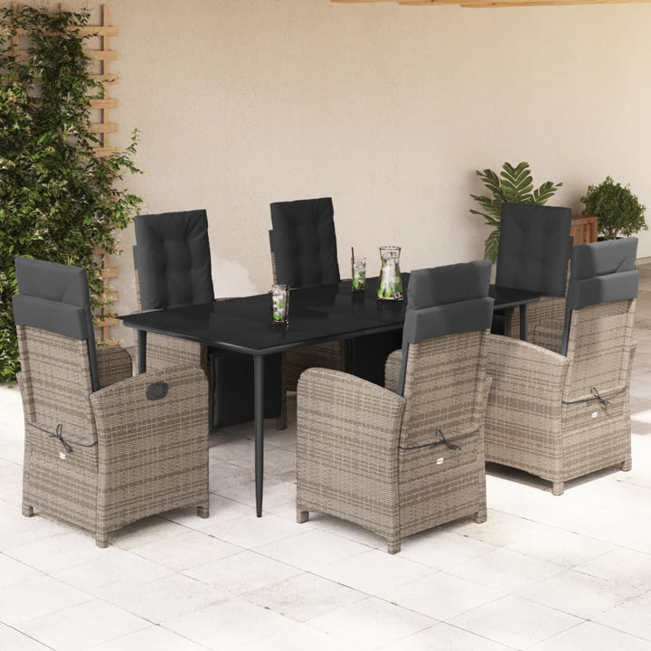 Set Mobilier Grădină Cu Perne, 9 Piese, Gri, Poliratan