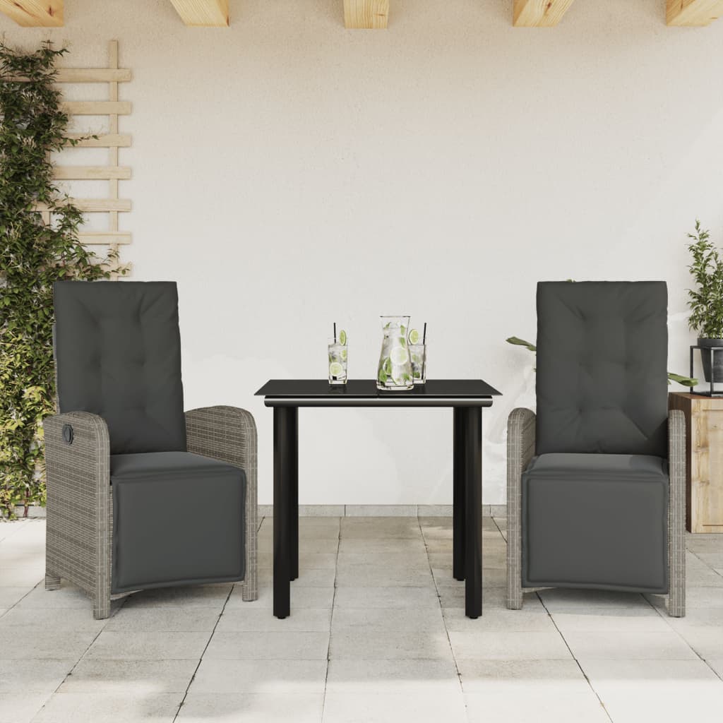 Set Mobilier Grădină Cu Perne, 9 Piese, Gri, Poliratan