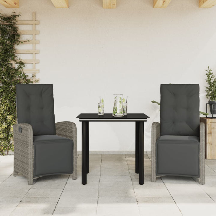 Set Mobilier Grădină Cu Perne, 9 Piese, Gri, Poliratan