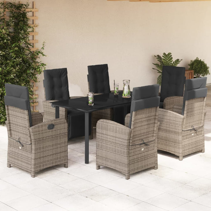 Set Mobilier Grădină Cu Perne, 9 Piese, Gri, Poliratan