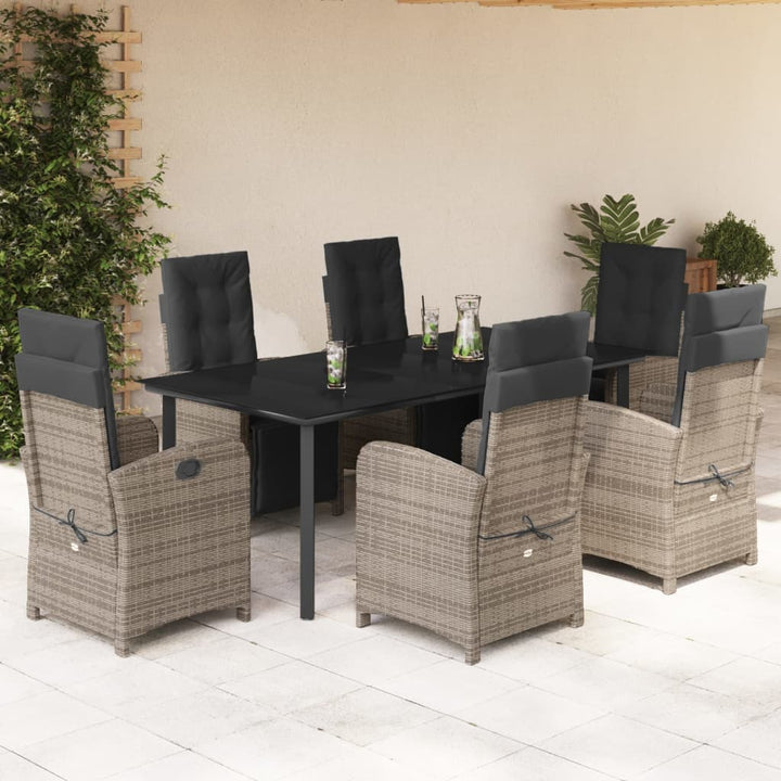 Set Mobilier Grădină Cu Perne, 9 Piese, Gri, Poliratan