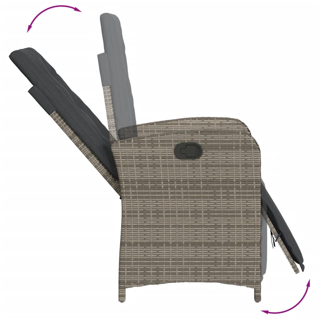 Set Mobilier Grădină Cu Perne, 9 Piese, Gri, Poliratan