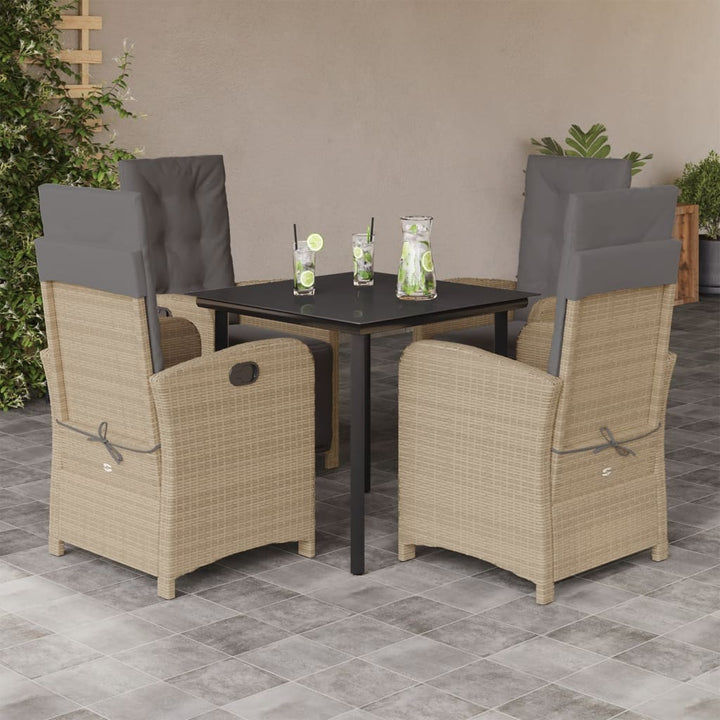 Set De Masă Pentru Grădină, 9 Piese, Cu Perne, Bej, Poliratan