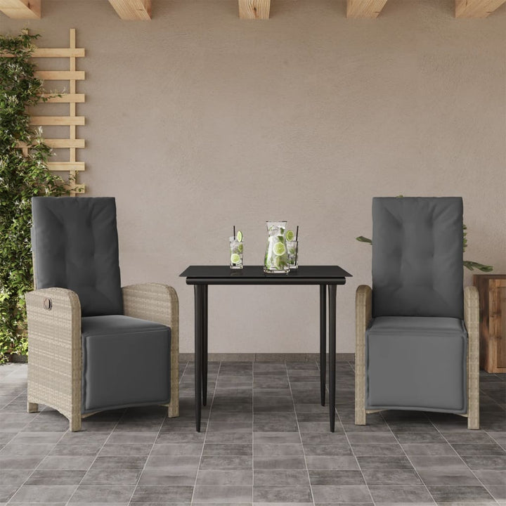 Set Mobilier Grădină Cu Perne, 9 Piese, Gri Deschis, Poliratan