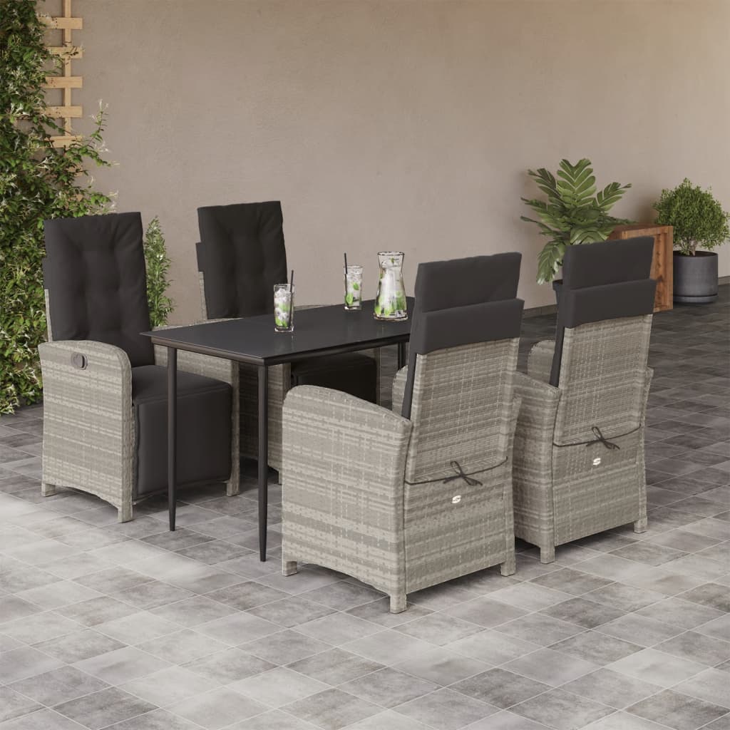 Set Mobilier Grădină Cu Perne, 9 Piese, Gri Deschis, Poliratan