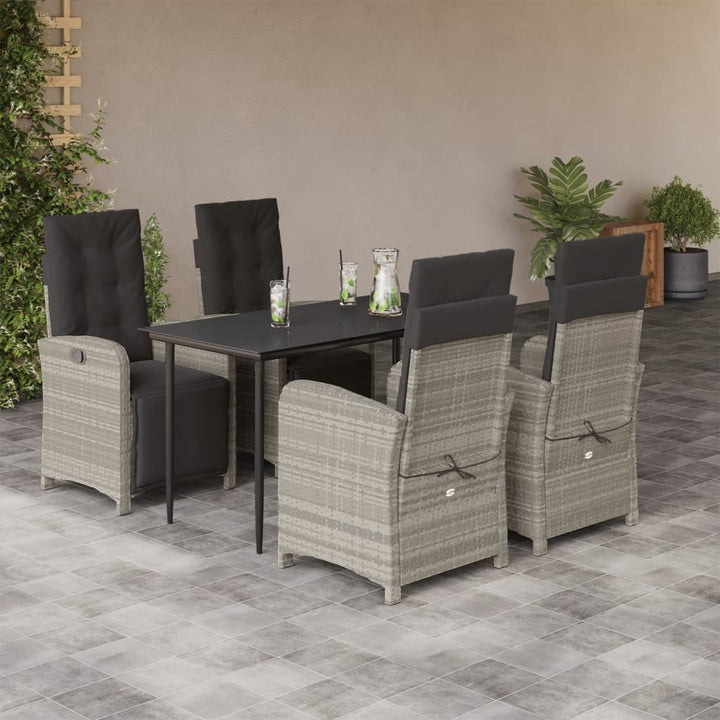 Set Mobilier Grădină Cu Perne, 9 Piese, Gri Deschis, Poliratan