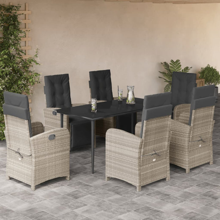 Set Mobilier Grădină Cu Perne, 9 Piese, Gri Deschis, Poliratan