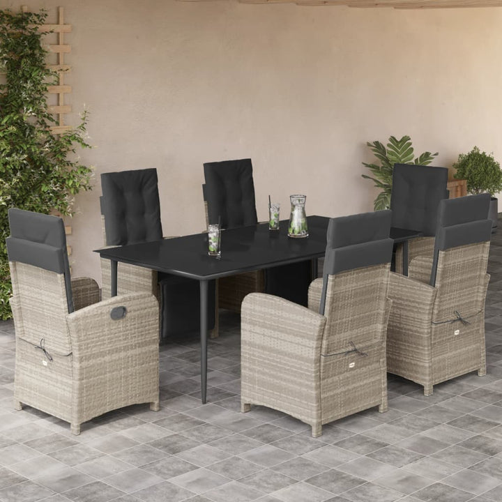 Set Mobilier Grădină Cu Perne, 9 Piese, Gri Deschis, Poliratan
