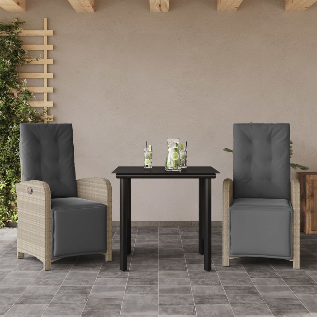 Set Mobilier Grădină Cu Perne, 9 Piese, Gri Deschis, Poliratan