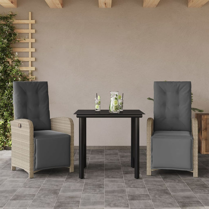 Set Mobilier Grădină Cu Perne, 9 Piese, Gri Deschis, Poliratan
