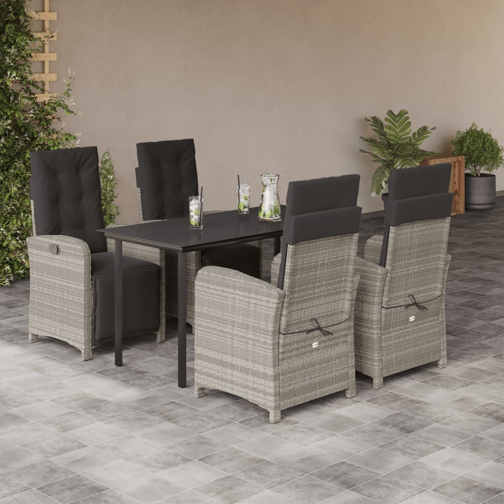 Set Mobilier Grădină Cu Perne, 9 Piese, Gri Deschis, Poliratan