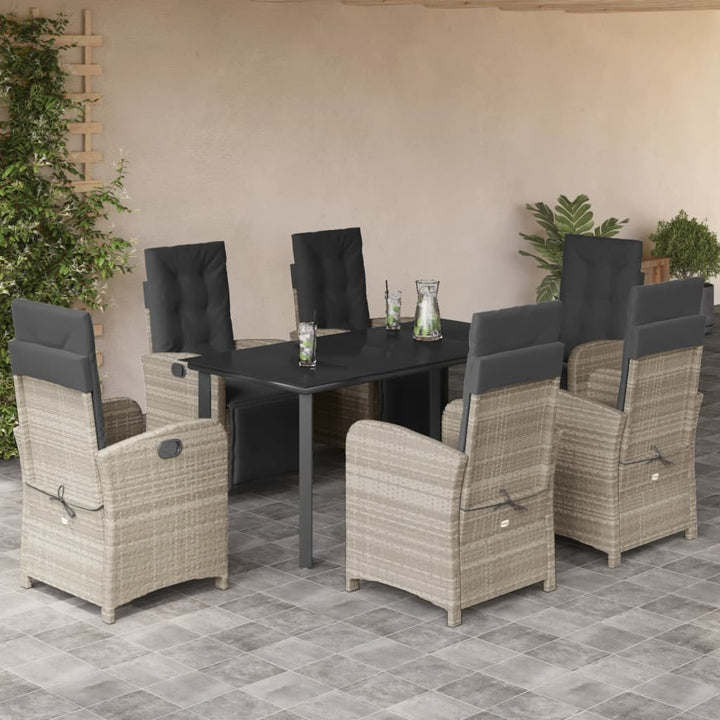 Set Mobilier Grădină Cu Perne, 9 Piese, Gri Deschis, Poliratan