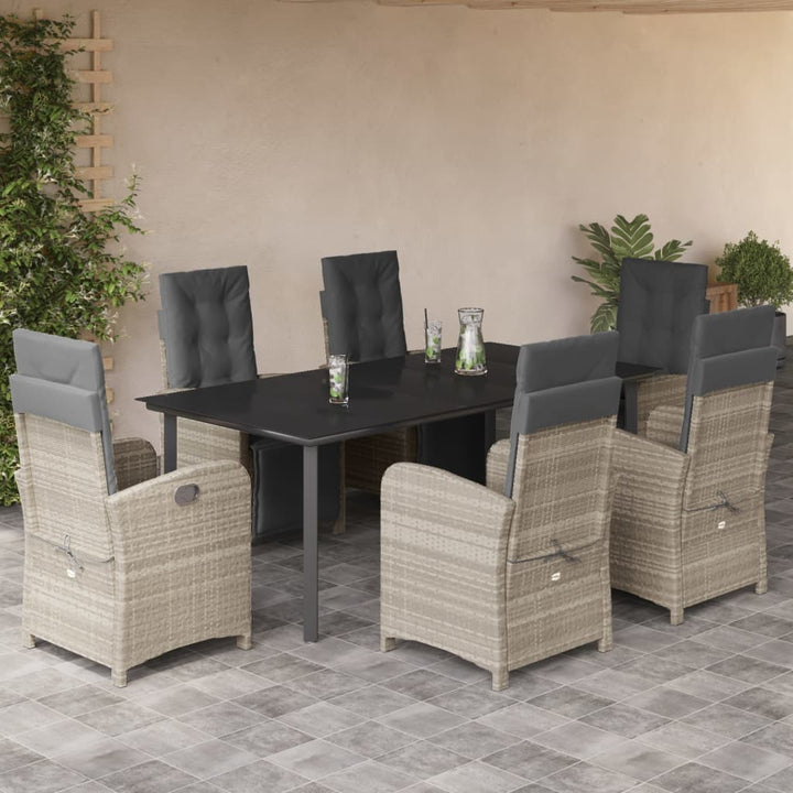 Set Mobilier Grădină Cu Perne, 9 Piese, Gri Deschis, Poliratan