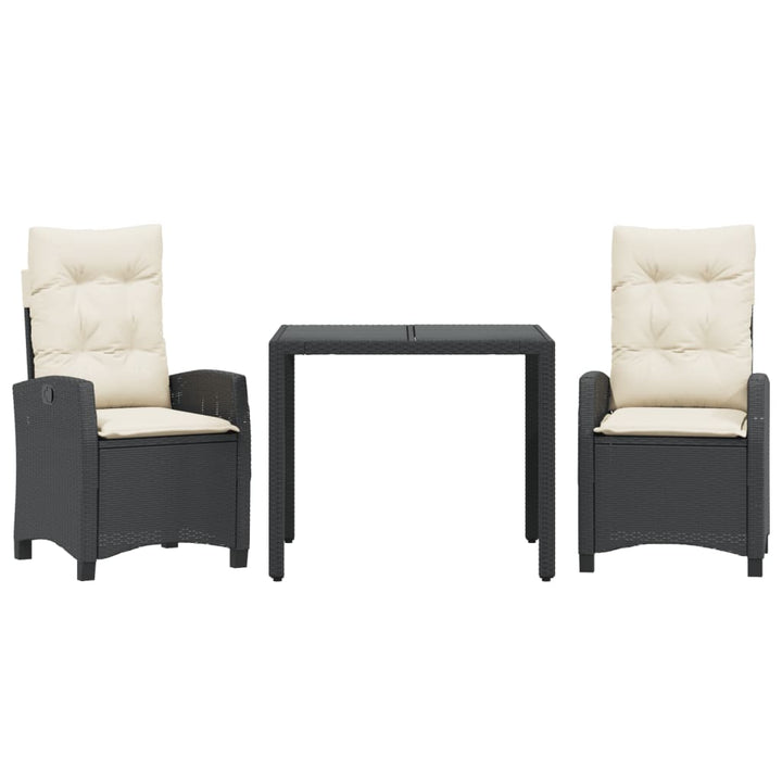 Set Mobilier De Grădină Cu Perne, 3 Piese, Negru, Poliratan