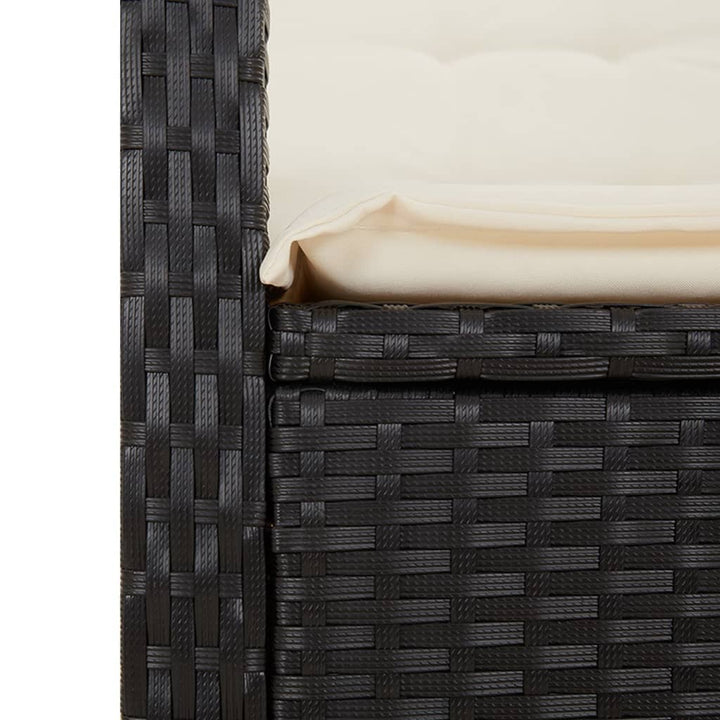 Set Mobilier De Grădină Cu Perne, 3 Piese, Negru, Poliratan