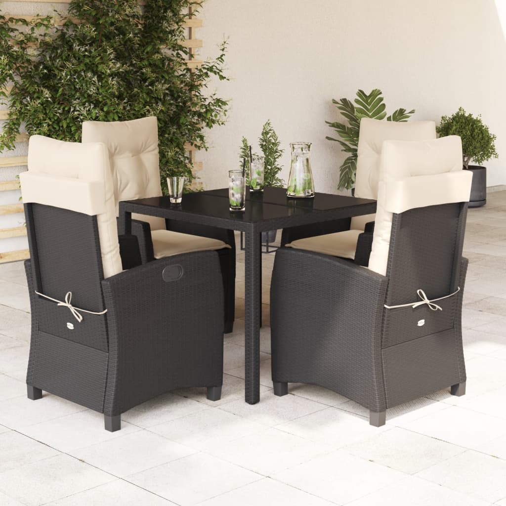 Set Mobilier De Grădină Cu Perne, 3 Piese, Negru, Poliratan