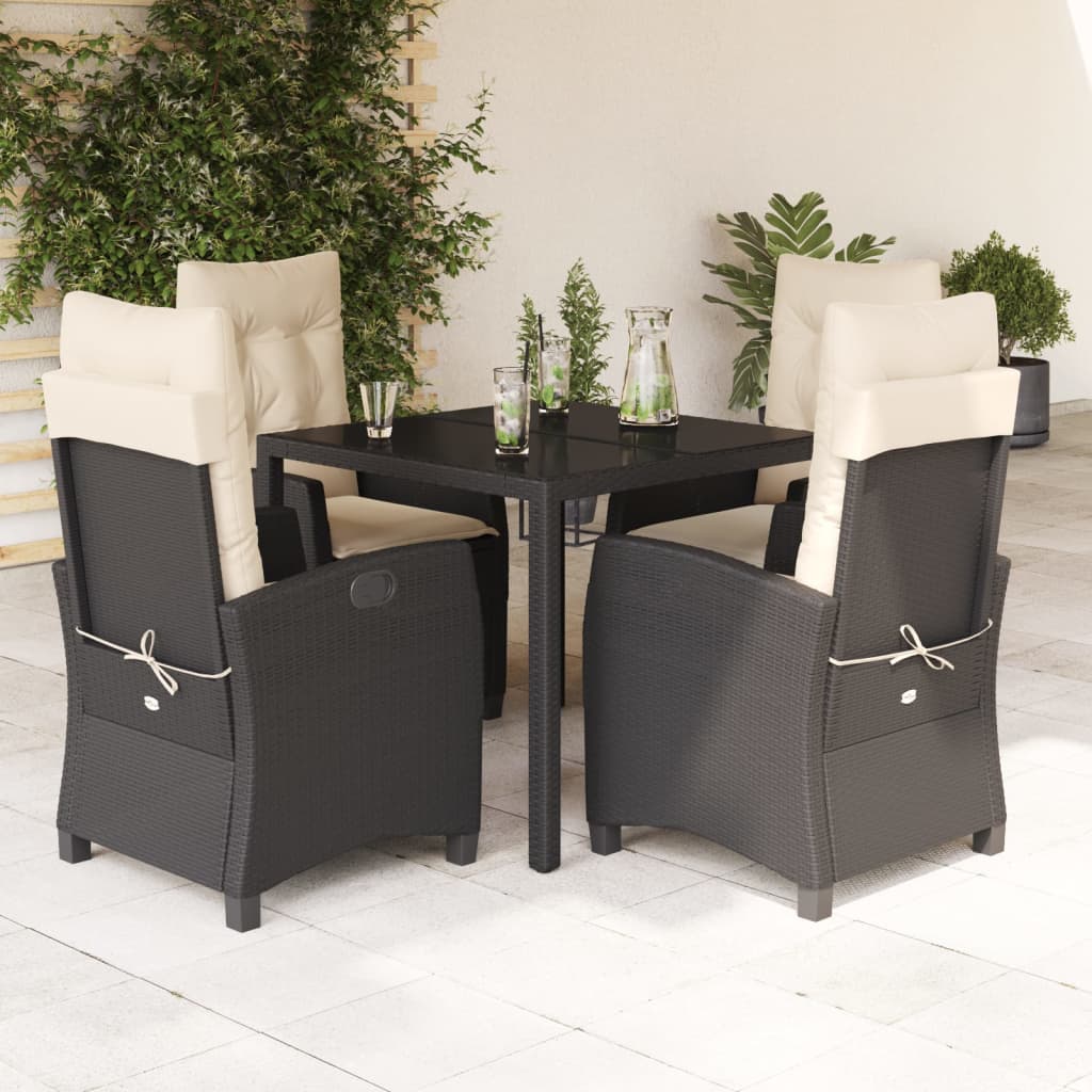 Set Mobilier De Grădină Cu Perne, 3 Piese, Negru, Poliratan