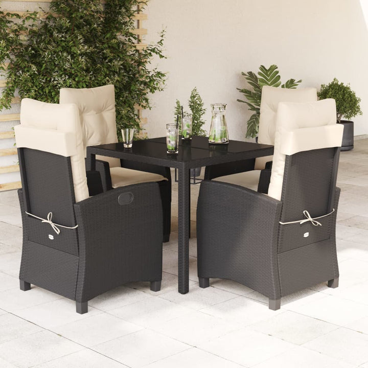 Set Mobilier De Grădină Cu Perne, 3 Piese, Negru, Poliratan