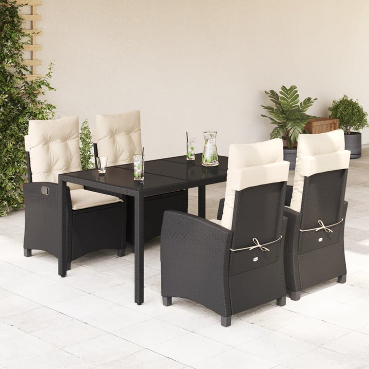 Set Mobilier De Grădină Cu Perne, 3 Piese, Negru, Poliratan