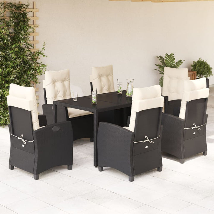Set Mobilier De Grădină Cu Perne, 3 Piese, Negru, Poliratan