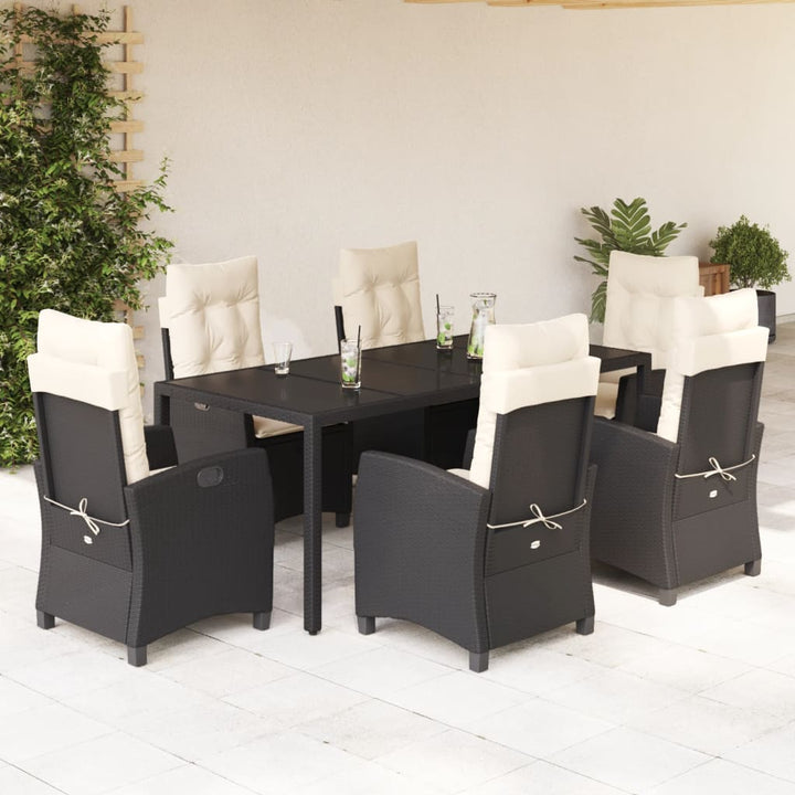 Set Mobilier De Grădină Cu Perne, 3 Piese, Negru, Poliratan