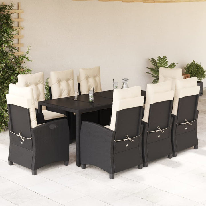 Set Mobilier De Grădină Cu Perne, 3 Piese, Negru, Poliratan