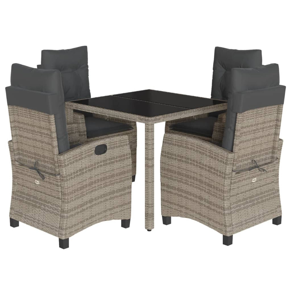 Set Mobilier De Grădină Cu Perne, 5 Piese, Gri, Poliratan