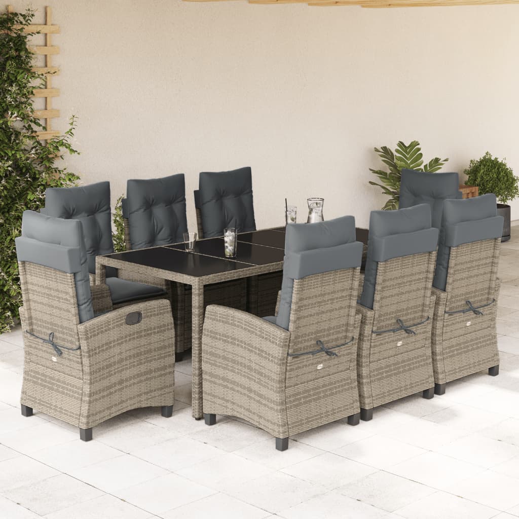 Set Mobilier De Grădină Cu Perne, 5 Piese, Gri, Poliratan