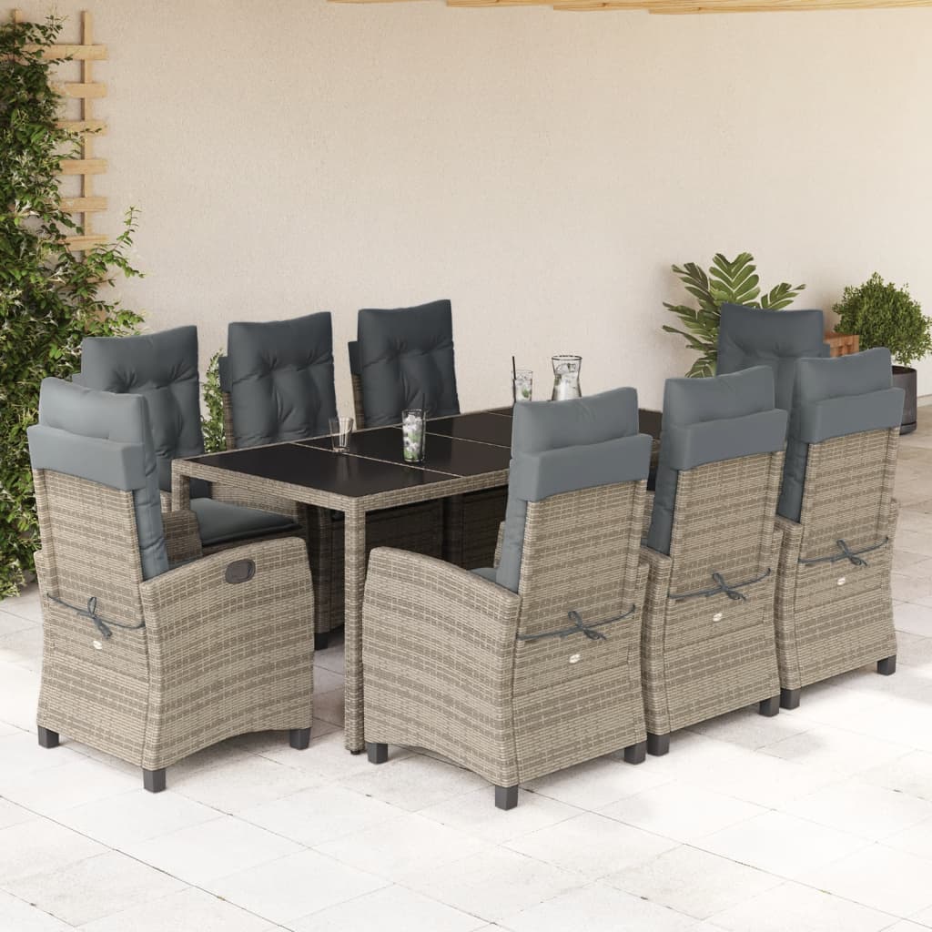 Set Mobilier De Grădină Cu Perne, 5 Piese, Gri, Poliratan