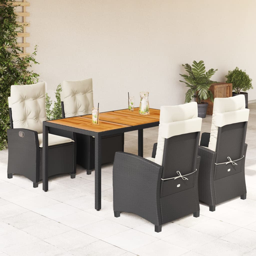 Set Mobilier De Grădină Cu Perne, 3 Piese, Negru, Poliratan