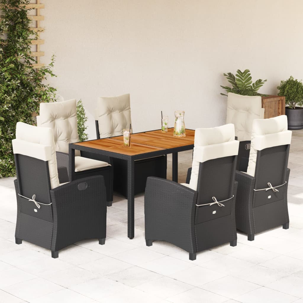 Set Mobilier De Grădină Cu Perne, 3 Piese, Negru, Poliratan