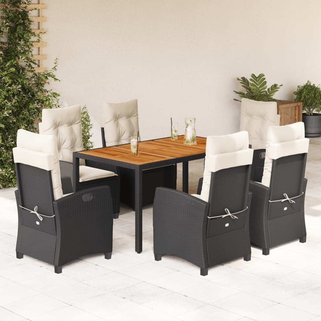 Set Mobilier De Grădină Cu Perne, 3 Piese, Negru, Poliratan