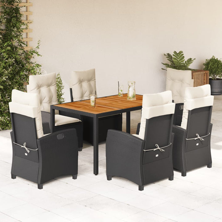 Set Mobilier De Grădină Cu Perne, 3 Piese, Negru, Poliratan