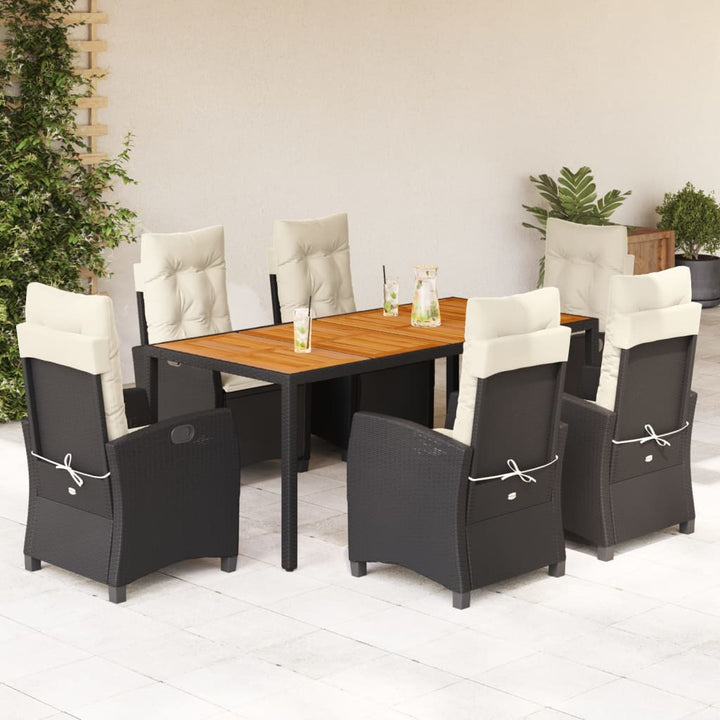 Set Mobilier De Grădină Cu Perne, 3 Piese, Negru, Poliratan