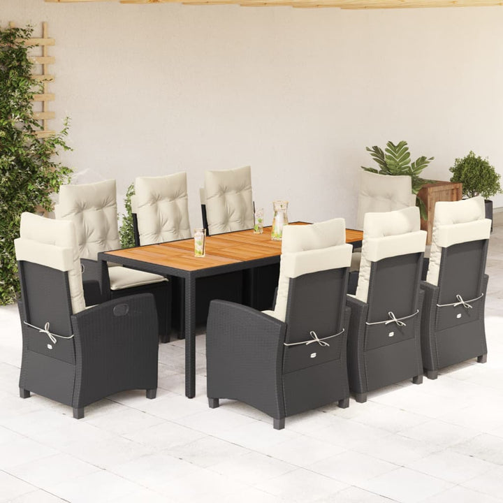 Set Mobilier De Grădină Cu Perne, 3 Piese, Negru, Poliratan