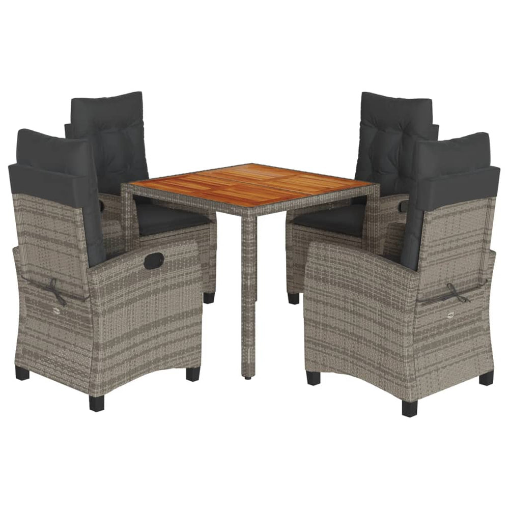 Set Mobilier De Grădină Cu Perne, 5 Piese, Gri, Poliratan