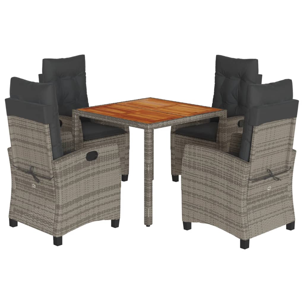 Set Mobilier De Grădină Cu Perne, 5 Piese, Gri, Poliratan