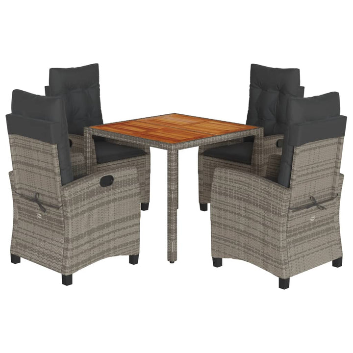Set Mobilier De Grădină Cu Perne, 5 Piese, Gri, Poliratan