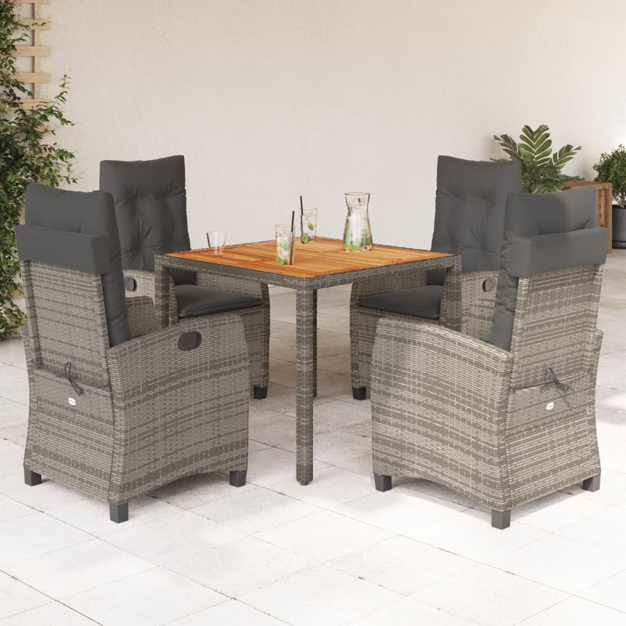 Set Mobilier De Grădină Cu Perne, 5 Piese, Gri, Poliratan