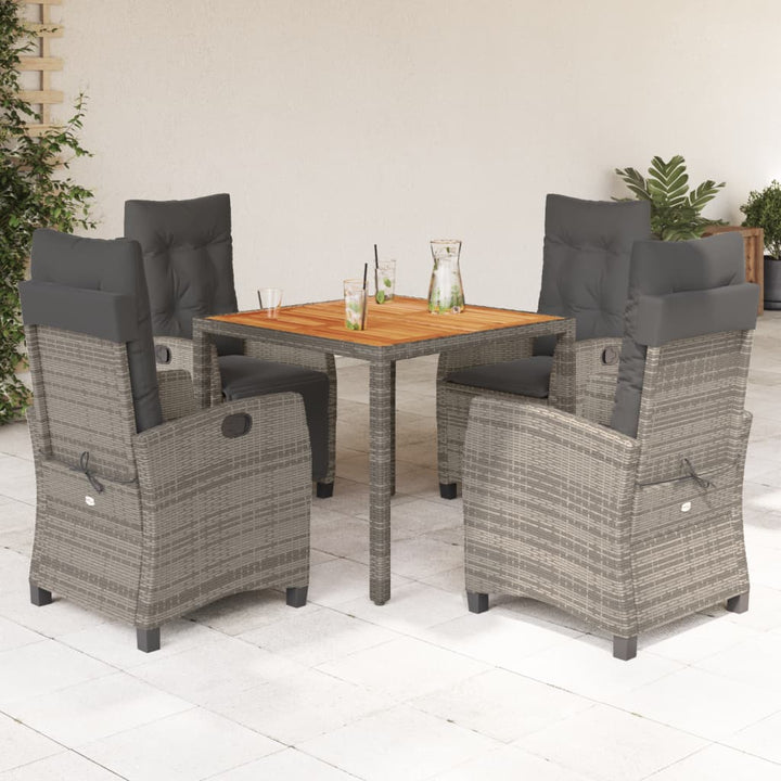 Set Mobilier De Grădină Cu Perne, 5 Piese, Gri, Poliratan
