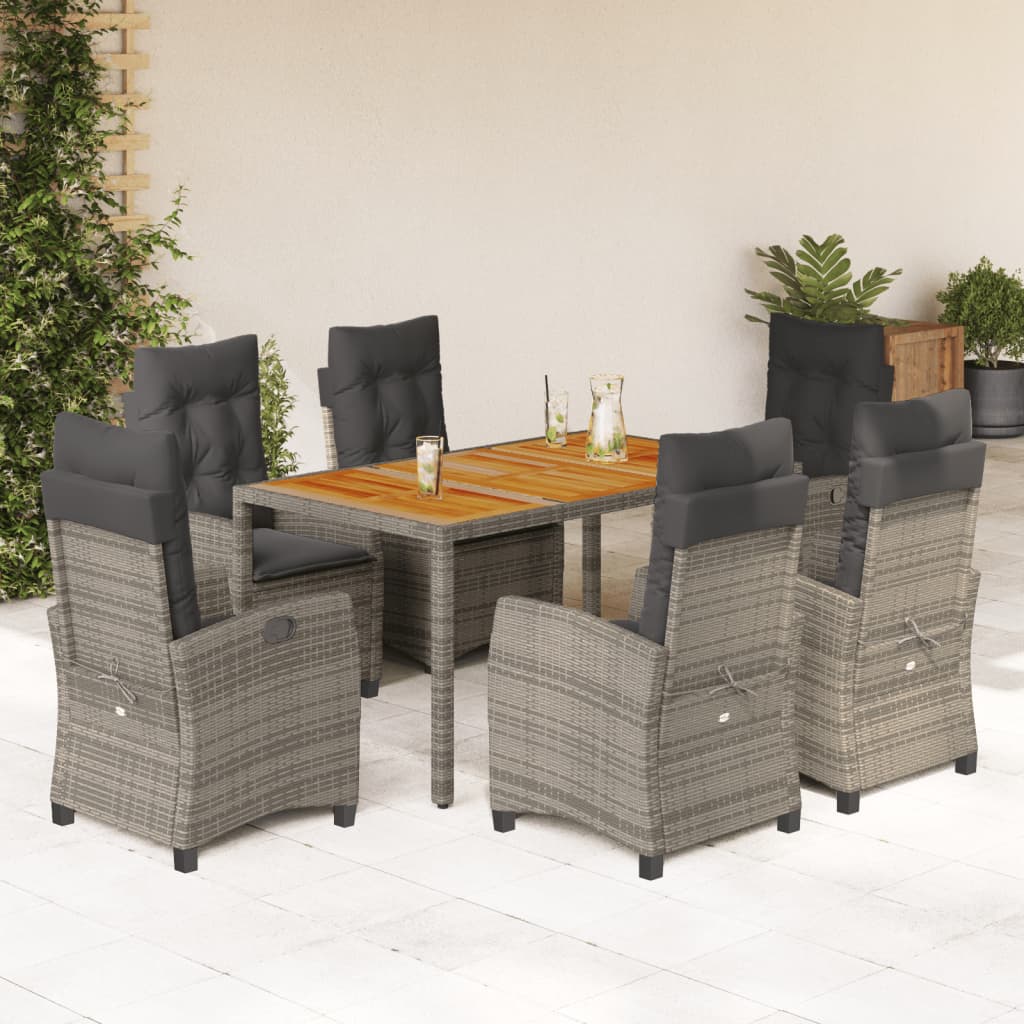 Set Mobilier De Grădină Cu Perne, 5 Piese, Gri, Poliratan