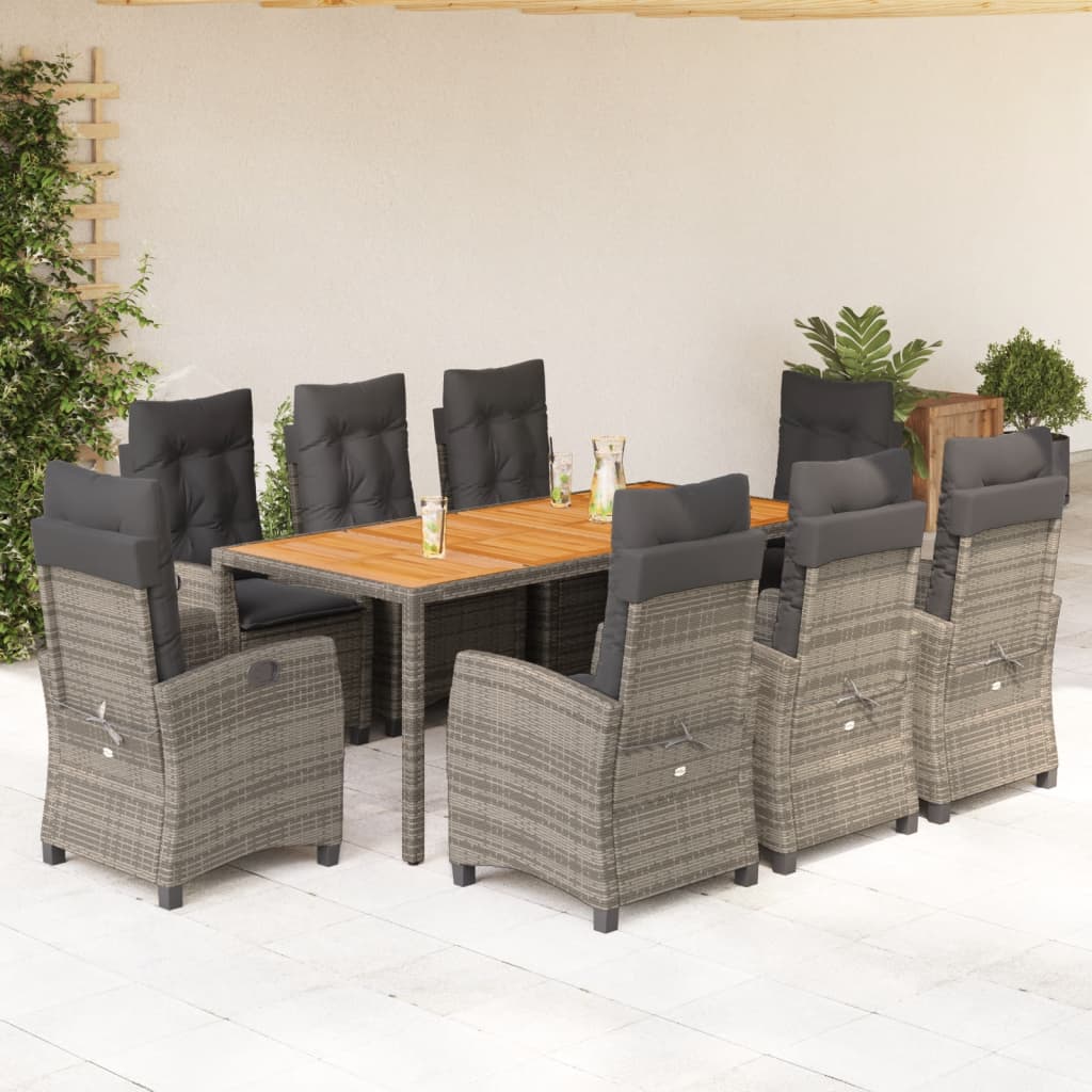 Set Mobilier De Grădină Cu Perne, 5 Piese, Gri, Poliratan