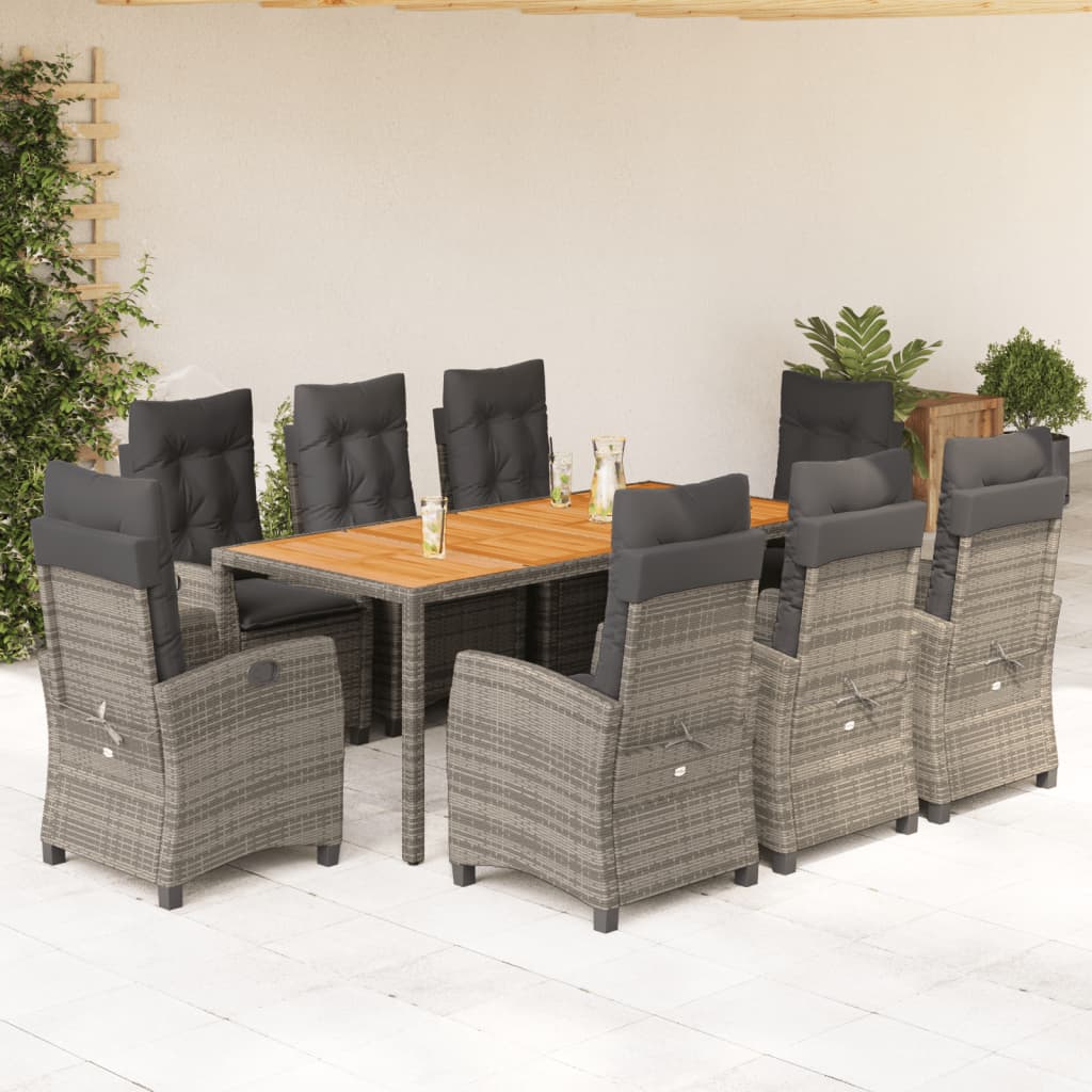 Set Mobilier De Grădină Cu Perne, 5 Piese, Gri, Poliratan