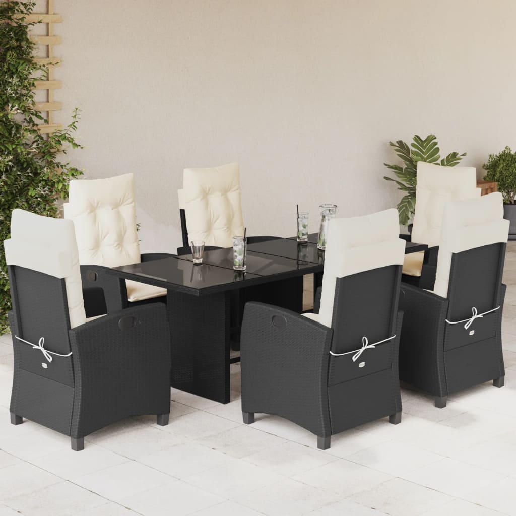 Set Mobilier De Grădină Cu Perne, 7 Piese, Maro, Poliratan