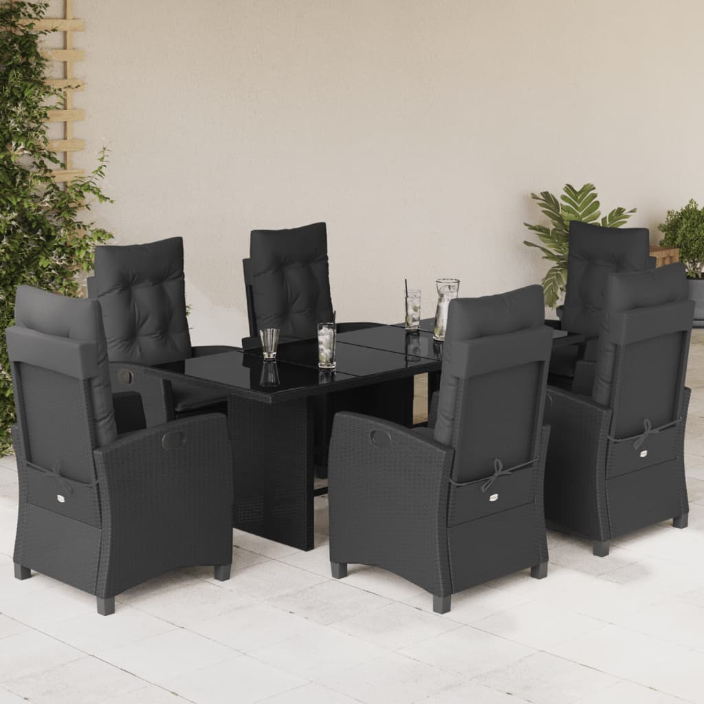 Set Mobilier De Grădină Cu Perne, 7 Piese, Maro, Poliratan