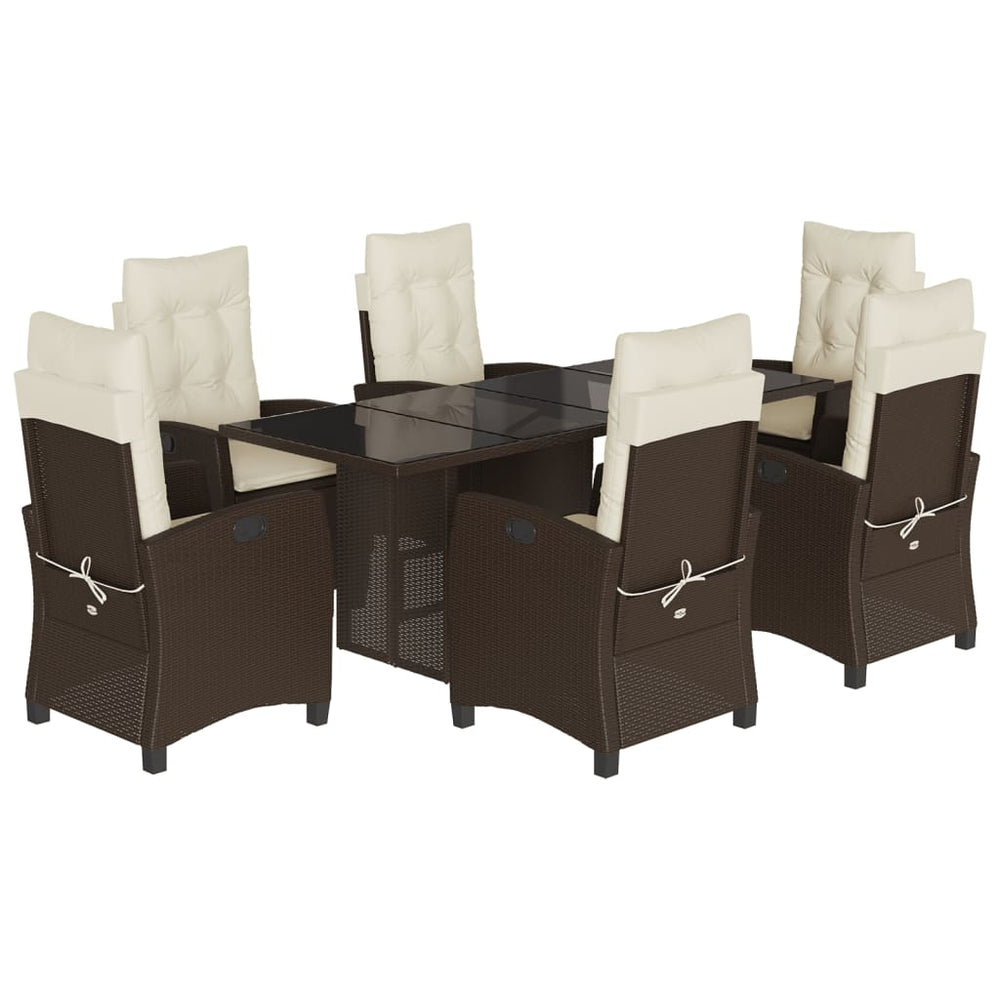 Set Mobilier De Grădină Cu Perne, 7 Piese, Maro, Poliratan