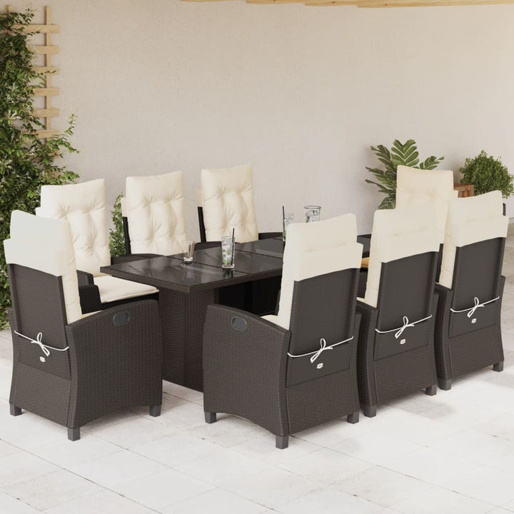 Set Mobilier De Grădină Cu Perne, 7 Piese, Maro, Poliratan