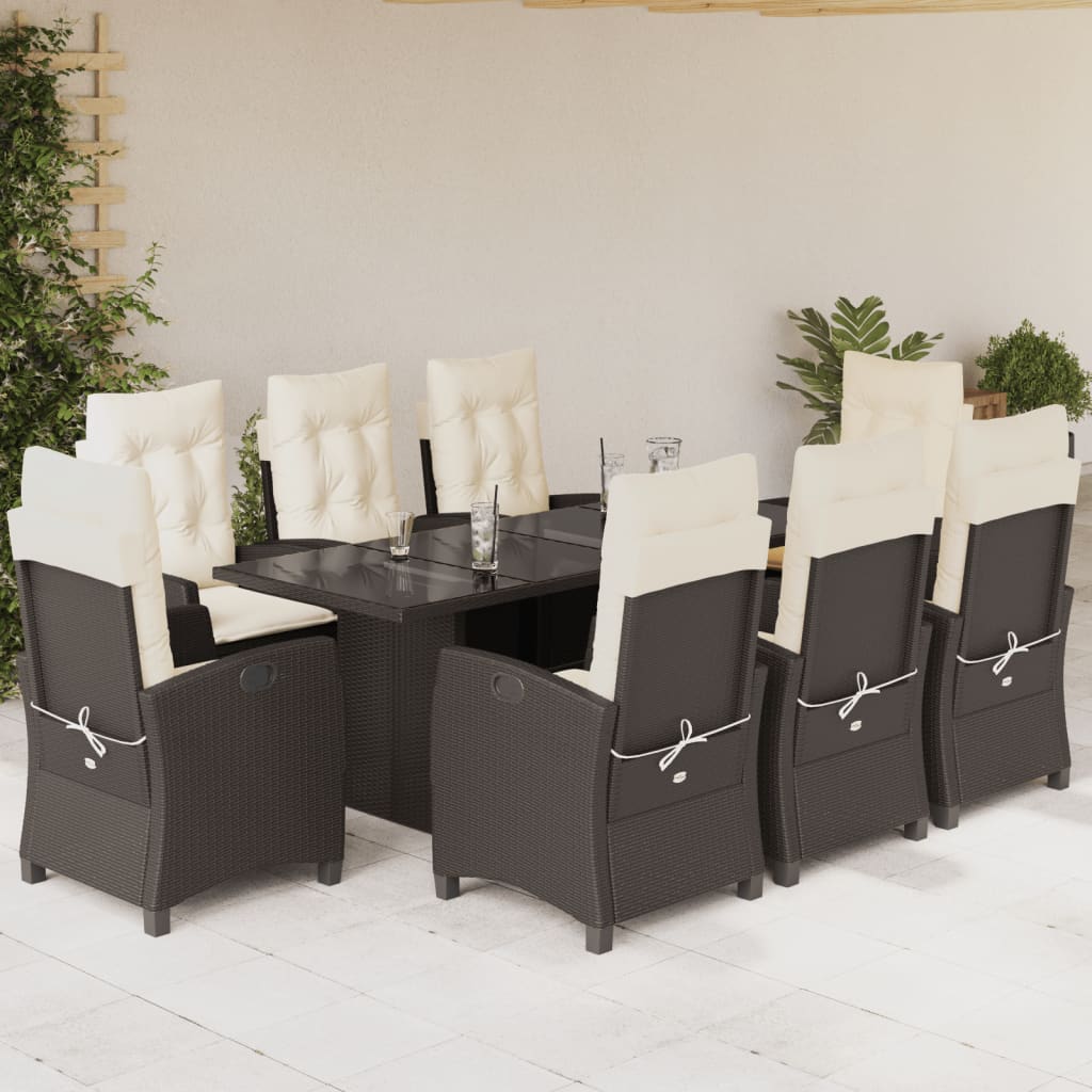 Set Mobilier De Grădină Cu Perne, 7 Piese, Maro, Poliratan