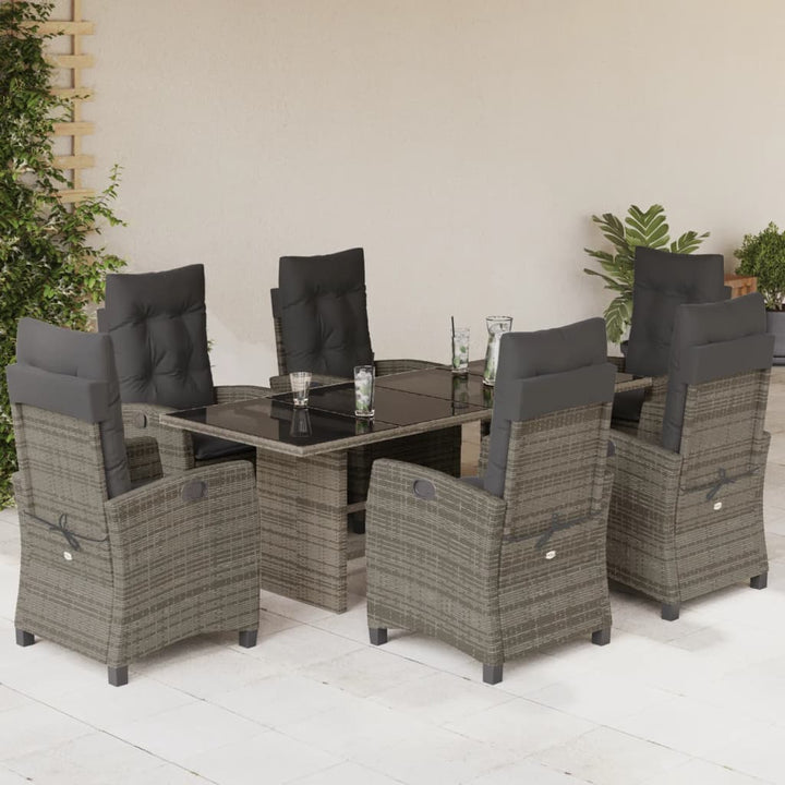 Set Mobilier De Grădină Cu Perne, 7 Piese, Maro, Poliratan
